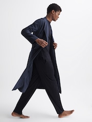 Reiss Navy Tonic Long Sleeve Mercerised Dressing Gown - Image 3 of 6