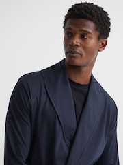Reiss Navy Tonic Long Sleeve Mercerised Dressing Gown - Image 6 of 6