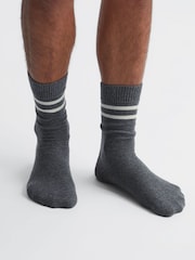 Reiss Grey Melange Alcott Wool Blend Striped Crew Socks - Image 2 of 5