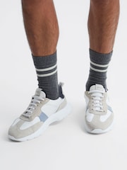 Reiss Grey Melange Alcott Wool Blend Striped Crew Socks - Image 4 of 5