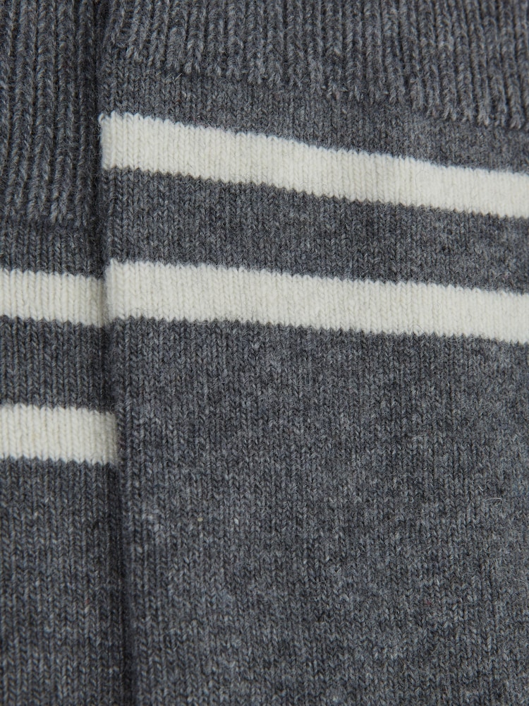 Reiss Grey Melange Alcott Wool Blend Striped Crew Socks - Image 5 of 5