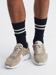 Reiss Navy Alcott Wool Blend Striped Crew Socks - Image 4 of 5