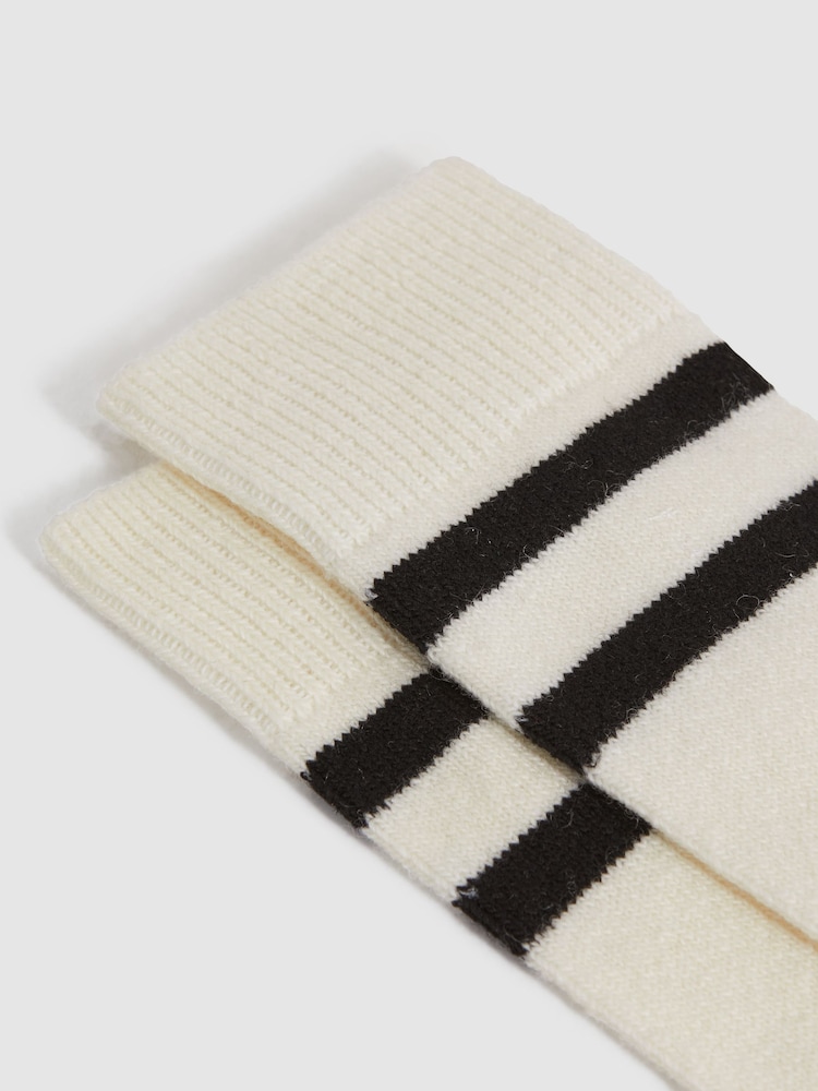 Reiss Ecru Alcott Wool Blend Striped Crew Socks - Image 2 of 5
