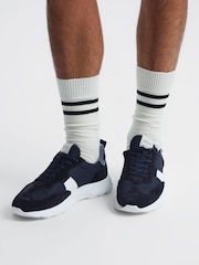 Reiss Ecru Alcott Wool Blend Striped Crew Socks - Image 4 of 5