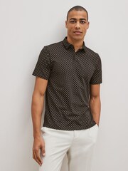 White/Black/Navy Blue Geo Print Jersey Polo Shirts 3 Pack - Image 2 of 10