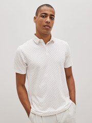 White/Black/Navy Blue Geo Print Jersey Polo Shirts 3 Pack - Image 3 of 10