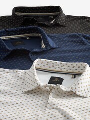 White/Black/Navy Blue Geo Print Jersey Polo Shirts 3 Pack - Image 5 of 10