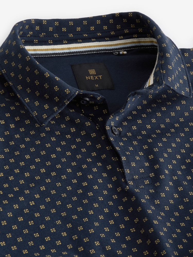 Imprimé géométriques Bleu Blanc/Noir/marine - Lot de 3 polos en jersey - Image 6 of 10