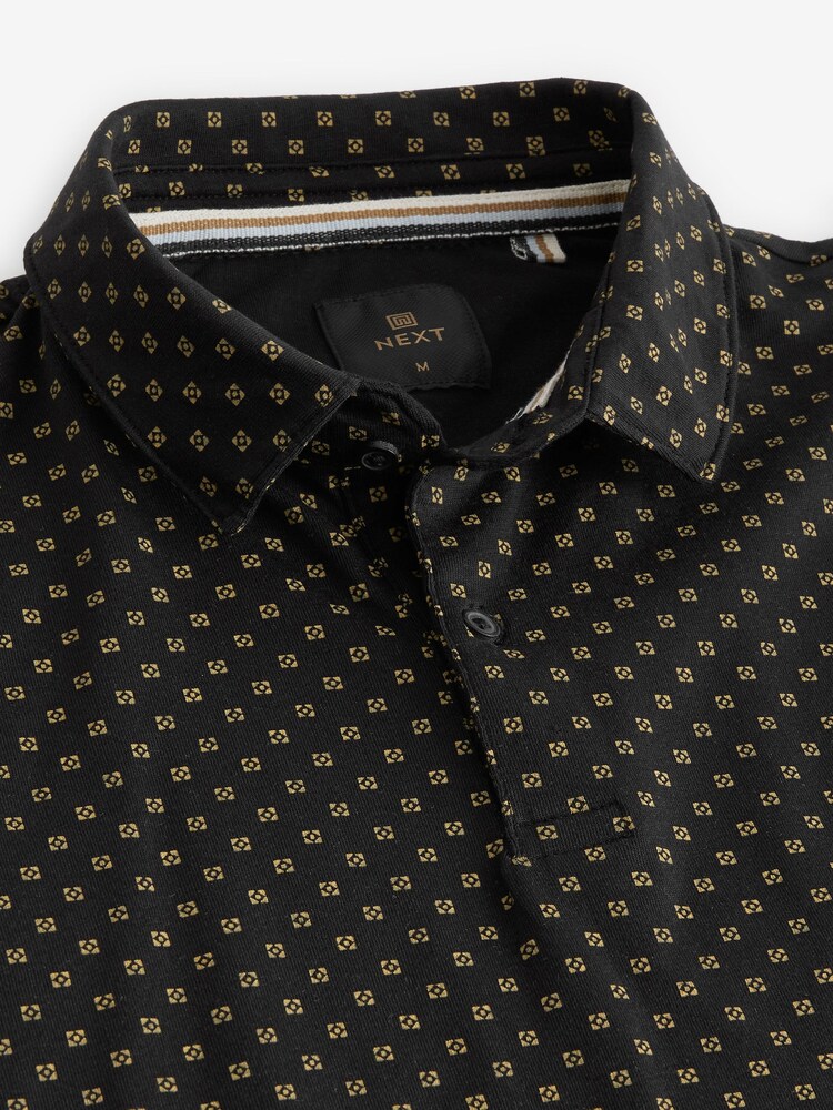 Imprimé géométriques Bleu Blanc/Noir/marine - Lot de 3 polos en jersey - Image 7 of 10