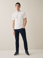 White/Gold Short Sleeve Print Polo Shirt - Image 2 of 6