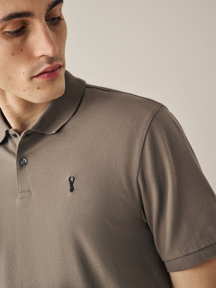 Brown Regular Fit Short Sleeve Pique Polo Shirt - Image 1 of 7
