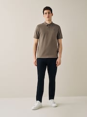 Brown Regular Fit Short Sleeve Pique Polo Shirt - Image 2 of 7