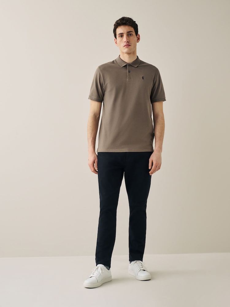 Brown Regular Fit Short Sleeve Pique Polo Shirt - Image 2 of 7