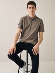 Brown Regular Fit Short Sleeve Pique Polo Shirt - Image 3 of 7