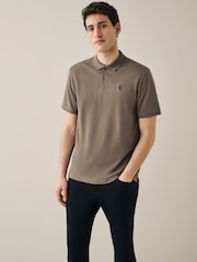 Brown Regular Fit Short Sleeve Pique Polo Shirt - Image 5 of 7