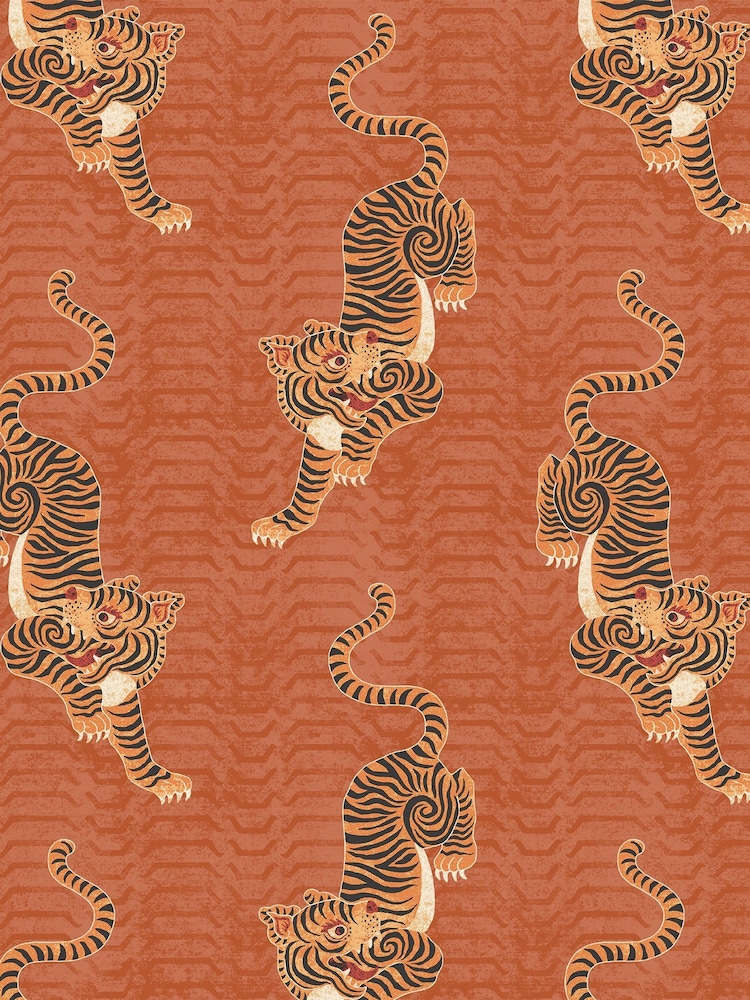 furn. Orange Tiger Print Wallpaper - Image 1 of 1