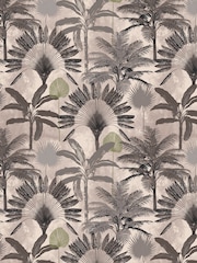 furn. Blush Pink/Charcoal Grey Malaysian Palm Tropical Wallpaper Sample - Image 1 of 1