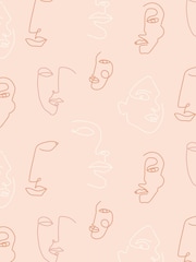 furn. Pink Kindred Abstract Faces Wallpaper - Image 1 of 1