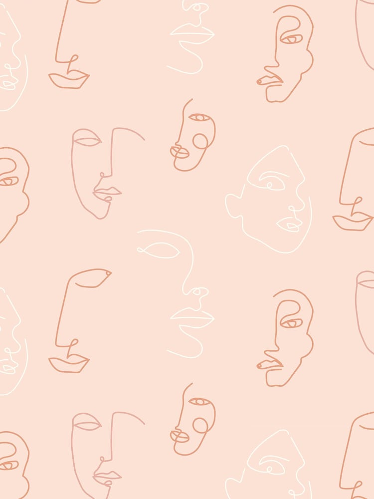 furn. Pink Kindred Abstract Faces Wallpaper - Image 1 of 1
