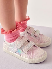 Pink Standard Fit (F) Glitter Star Trainers - Image 1 of 11