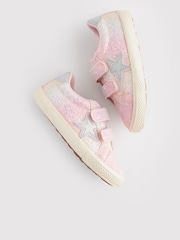 Pink Standard Fit (F) Glitter Star Trainers - Image 8 of 11