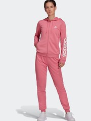 adidas Pink Essentials Logo French Terry Tracksuit - Image 1 of 7