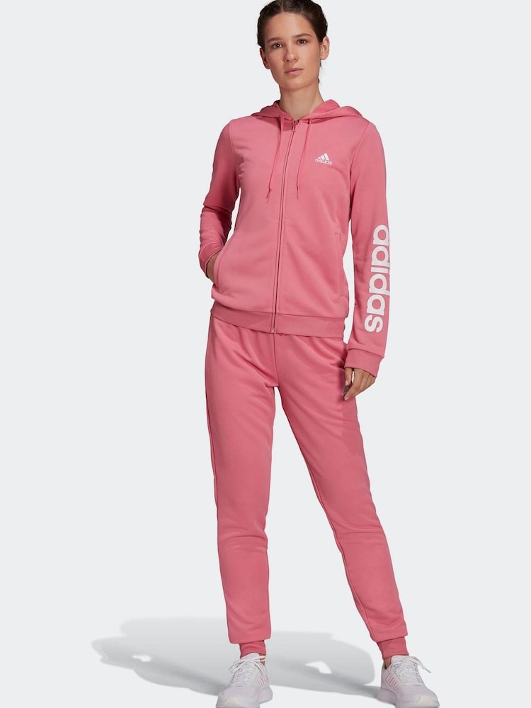 adidas Pink Essentials Logo French Terry Tracksuit - Image 1 of 7