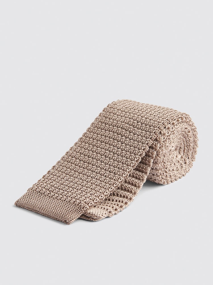 MOSS Natural Knitted Silk Tie - Image 1 of 2 MOSS Natural Knitted Silk Tie - Image 1 of 2