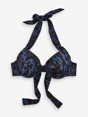 Mint Velvet Navy Blue Animal Plunge Bikini Top - Image 10 of 10