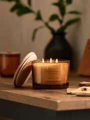 Amber Orange Bronx Sandalwood and Amber Scented 3 Wick Candle - Image 1 of 4
