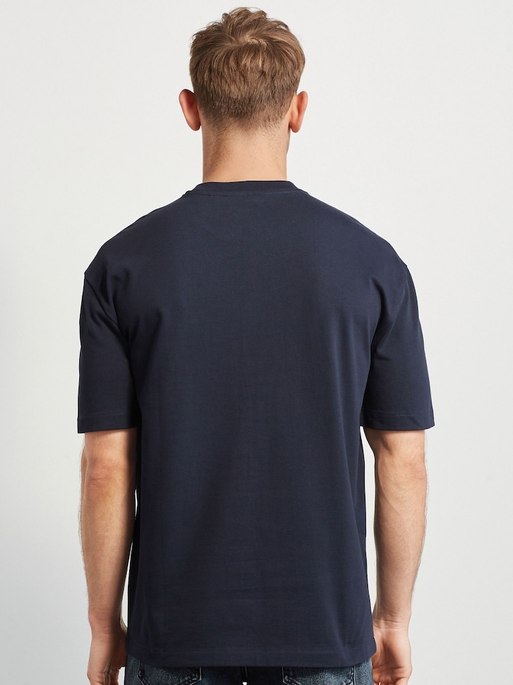 Navy Blue Relaxed Fit Heavyweight T-Shirt - Image 3 of 5