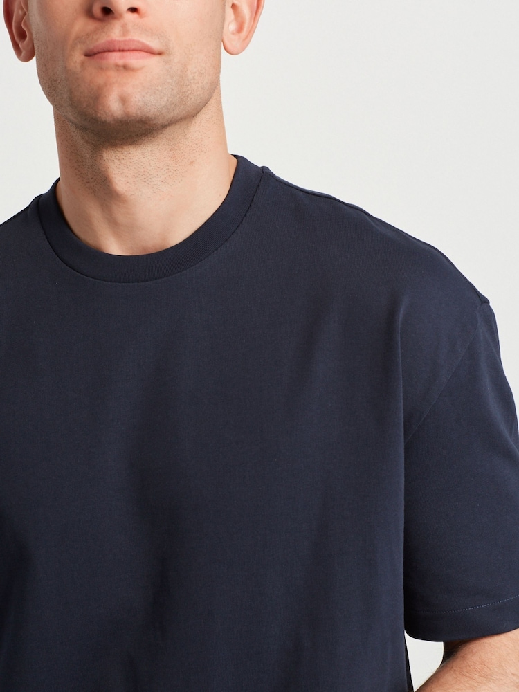 Navy Blue Relaxed Fit Heavyweight T-Shirt - Image 4 of 5