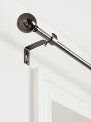 Pewter Grey Ball Finial Extendable Curtain 19mm Pole Kit - Image 1 of 5