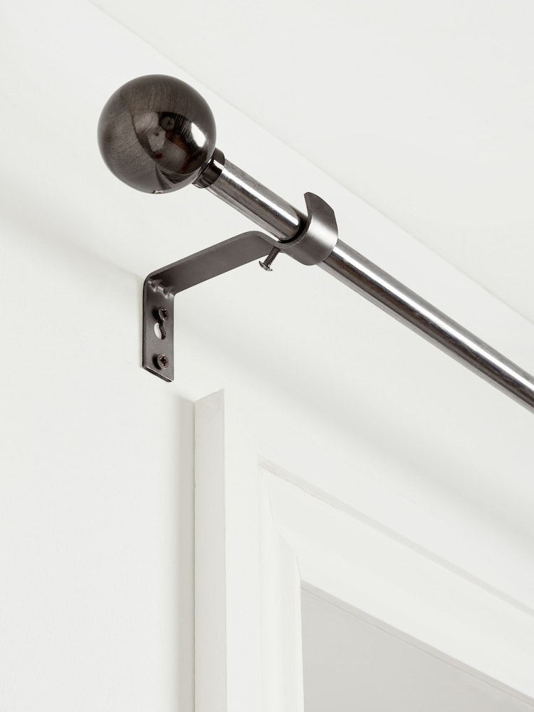 Pewter Grey Ball Finial Extendable Curtain 19mm Pole Kit - Image 1 of 5