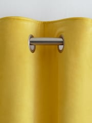 Yellow Ochre Matte Velvet Lined Eyelet Curtains - Image 1 of 1
