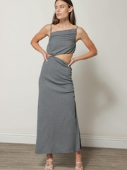 Line & Dot Grey Mila Midi Dress - Image 1 of 4
