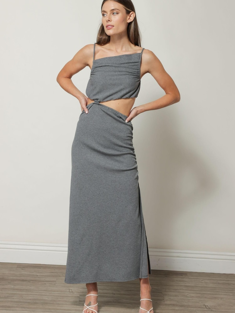Line & Dot Grey Mila Midi Dress - Image 1 of 4
