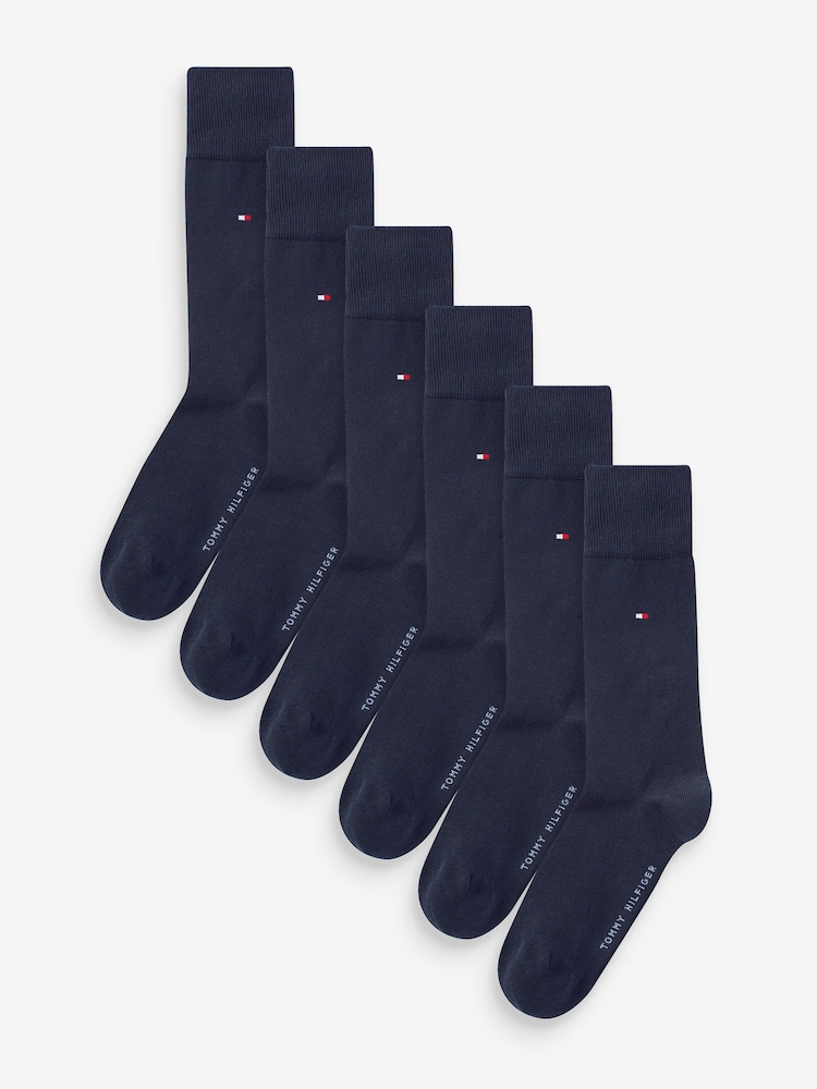 Tommy Hilfiger Blue Mens Socks 6 Pack - Image 1 of 2 Tommy Hilfiger Blue Mens Socks 6 Pack - Image 1 of 2