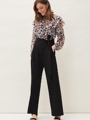 Phase Eight Black Sophie Floral Print Jumpsuit - Image 1 of 6