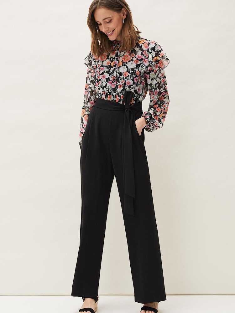Phase Eight Black Sophie Floral Print Jumpsuit - Image 1 of 6