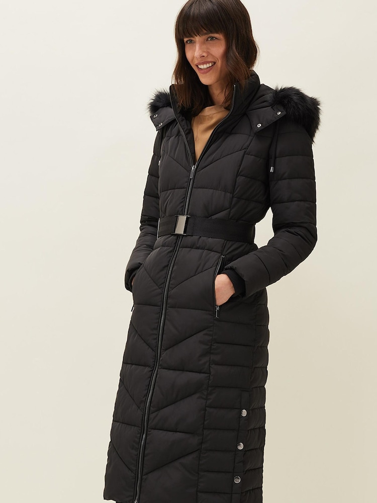 Phase Eight Black Georgie Maxi Puffer Coat - Image 1 of 8 Phase Eight Black Georgie Maxi Puffer Coat - Image 1 of 8