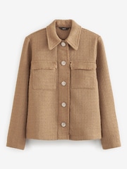 Camel Brown Bouclé Shacket - Image 5 of 7