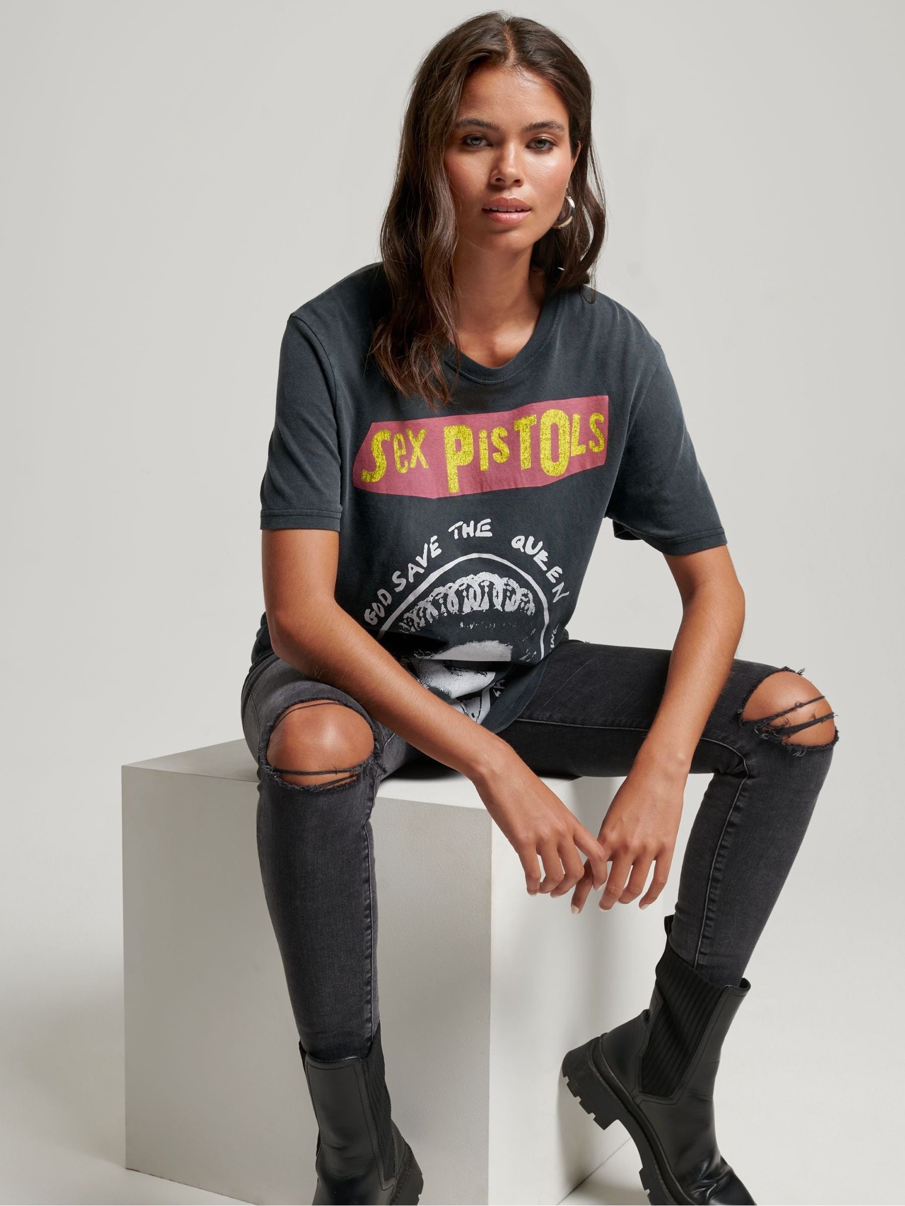 Buy Superdry Black Grey Sex Pistols Limited Edition Band T-Shirt