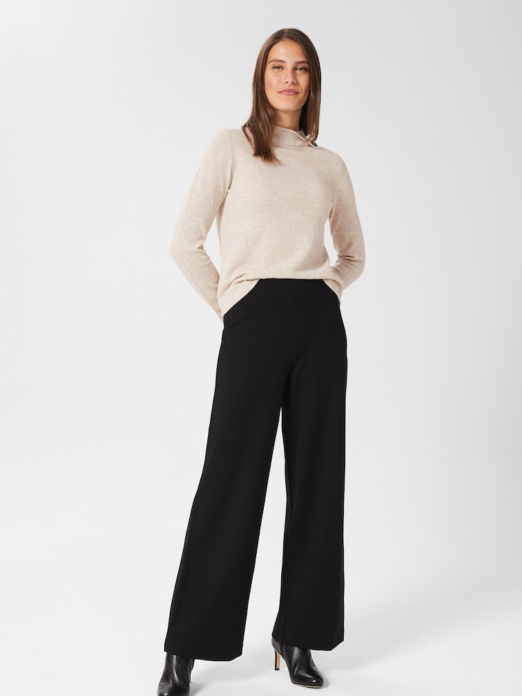Hobbs Black Petite Pippa Wide Trousers - Image 1 of 4 Hobbs Black Petite Pippa Wide Trousers - Image 1 of 4
