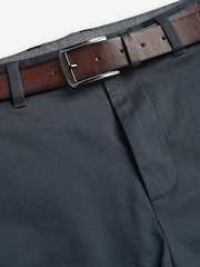 Azul marino - Corte recto - Pantalón chino de tacto suave con cinturón estampado - Imagen 5 de 5