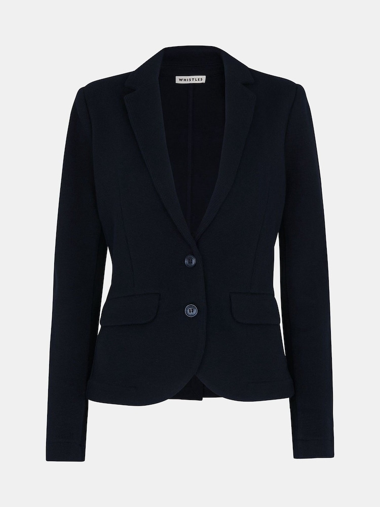Whistles Blue Slim Jersey Jacket - Image 5 of 5