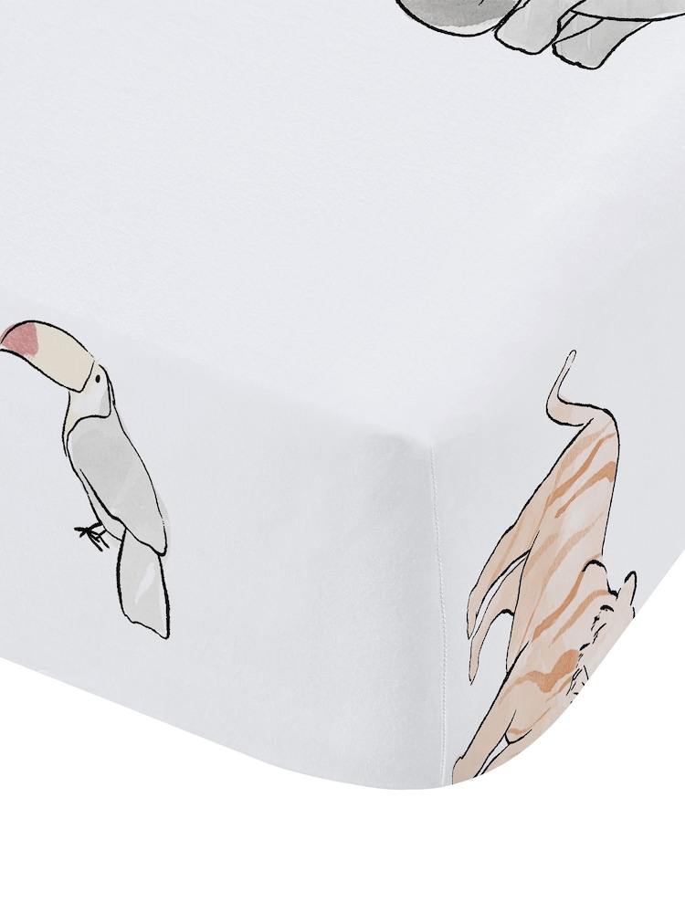 Bianca Natural Zoo Animals 100% Cotton Fitted Sheet - Image 2 of 2