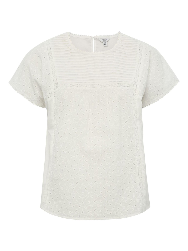 M&co Petite Top mit Lochstickerei, Weiss - Bild 3 von 3