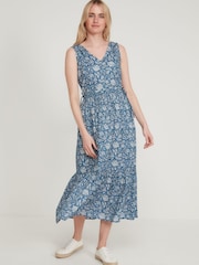 M&Co Blue Floral Print Midi Sundress - Image 1 of 4