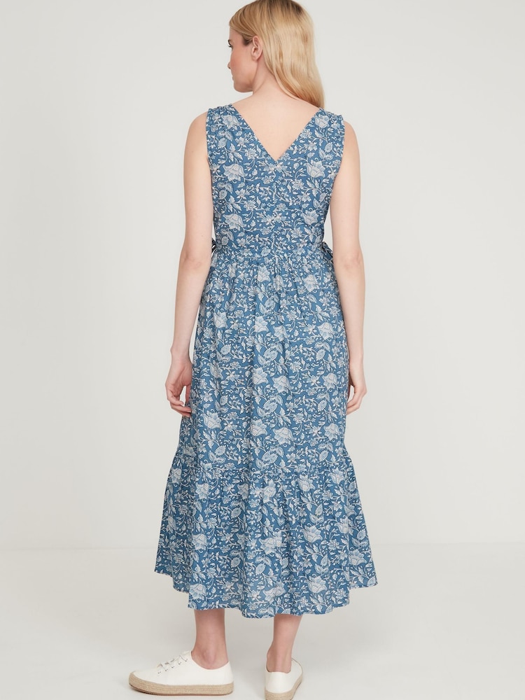 M&Co Blue Floral Print Midi Sundress - Image 2 of 4 M&Co Blue Floral Print Midi Sundress - Image 2 of 4